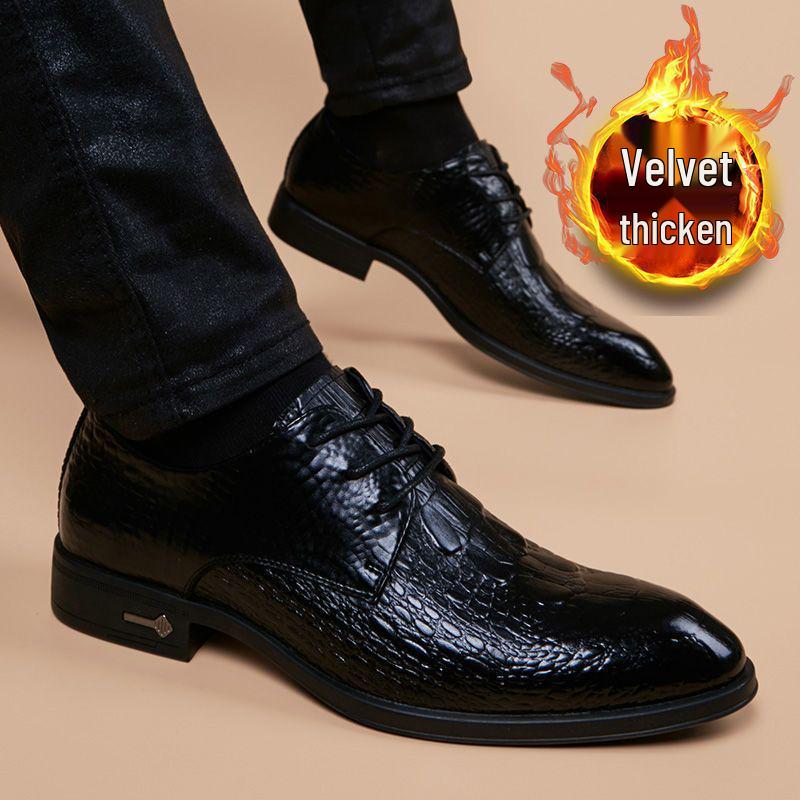 

Men s Korean Style Crocodile Pattern Pointed Toe Leather Shoes - Height-Increasing, Spring/Autumn Formal & Casual Wear 42