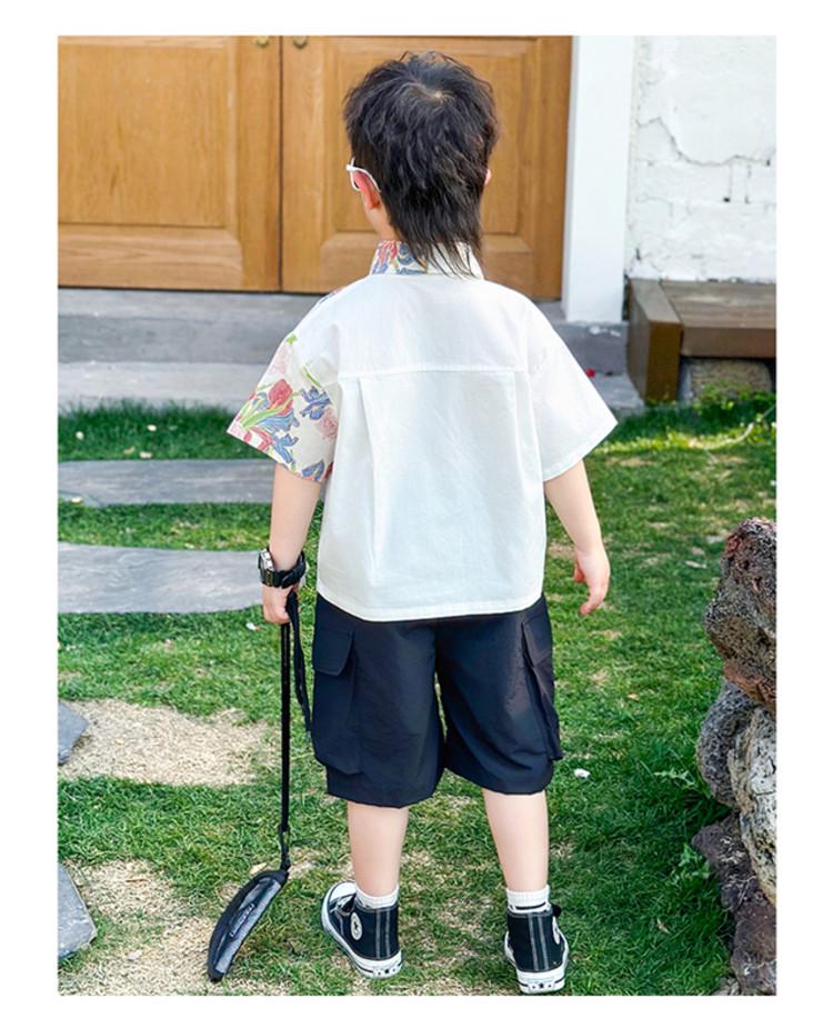 Boys' 2026 Summer Fashion: 3D Flower Print Short Sleeve Shirt & Shorts Set