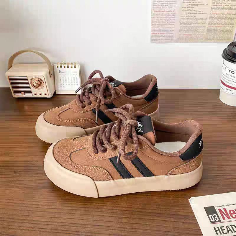 

Platform-soled German training shoes women s 2025 autumn new retro versatile, lightweight and breathable niche height-increasing sports and leisure 35 коричневый