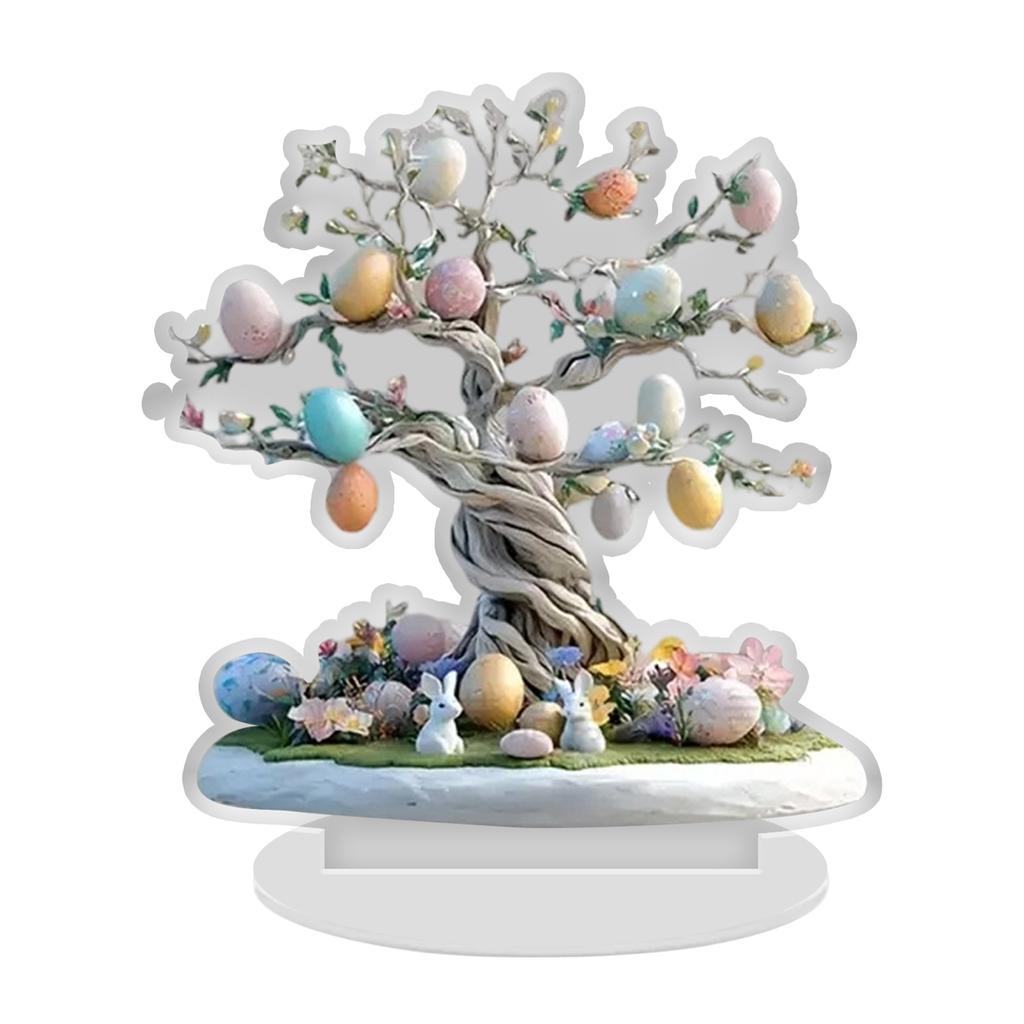 Velikonoční stolní dekorace, Víceúrovňový zajíček na podnosu, Velikonoční zajíčci (značky/označení), Velikonoční veselé středové ozdoby, Barevní akryloví zajíčci.