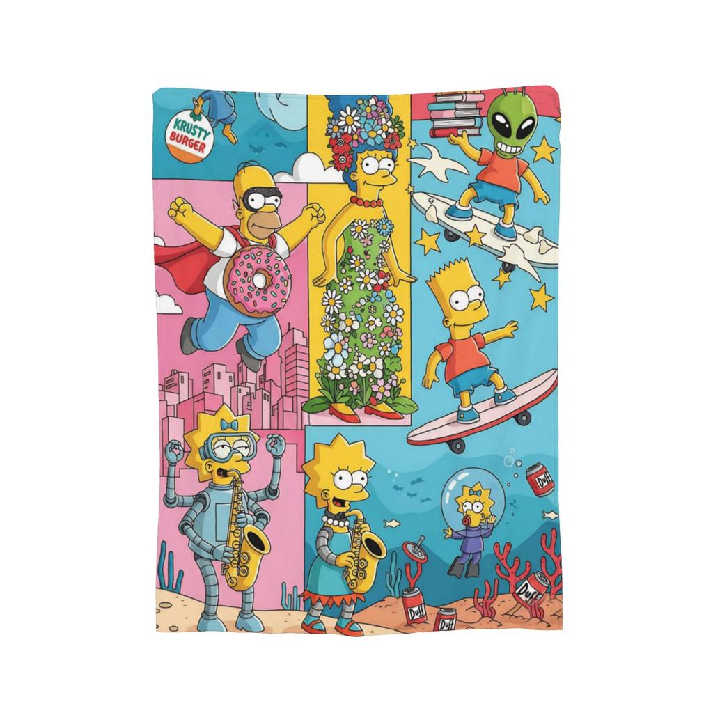 Funny The S-Simpsons Cartoon Blanket Fleece Spring Autumn Portable Lightweight Thin Throw Blanket for Bed Car Quilt