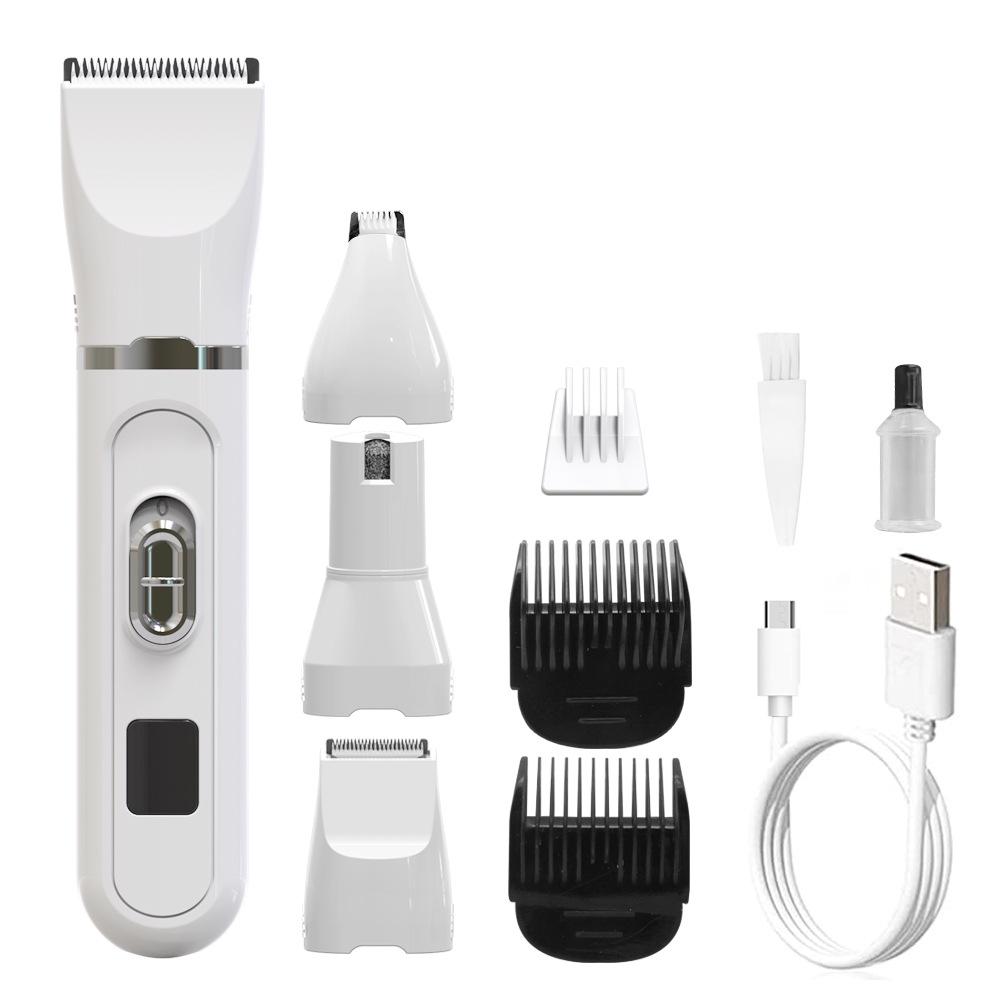 4-in-1 Pet Grooming Kit: Electric Clippers, Foot Hair Trimmer, Cat Nail Grinder