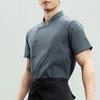 Chef Uniform Stand Collar Short Sleeve Chef Coat Single-Breasted Buttons Solid Color Workwear Professional Chef Apparel