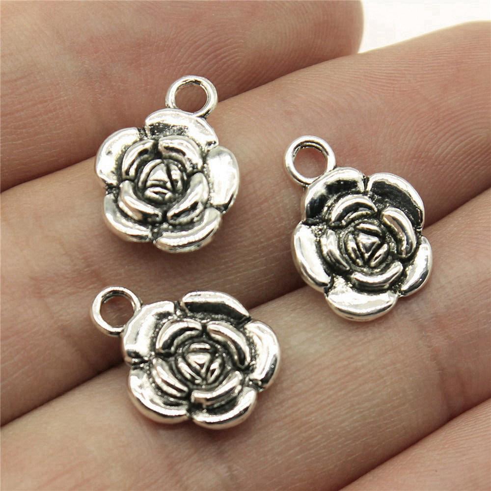 Charms Rose Lotus Pendants Wedding Jewelry Findings QC107