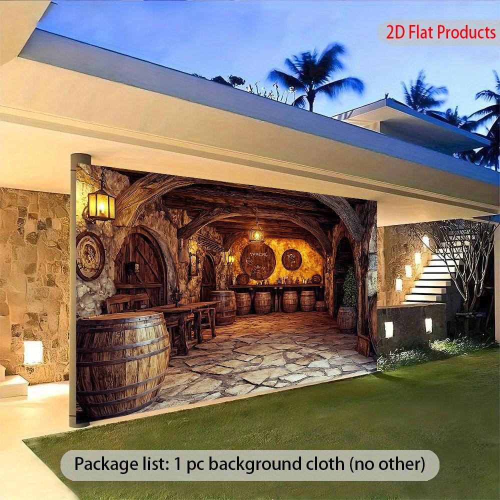 2D Flat Banner 1 Piece of Retro European Wine Cellar Background Banner - Medieval Style Wine Cave Decoration