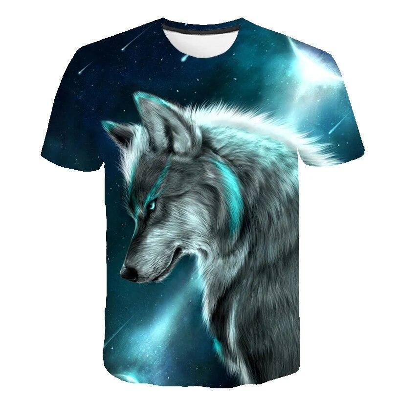 

Wolf 3D Print Animal Cool fashion T Shirt Short Sleeve Tops T Shirt Leisure Summer Men T-Shirt