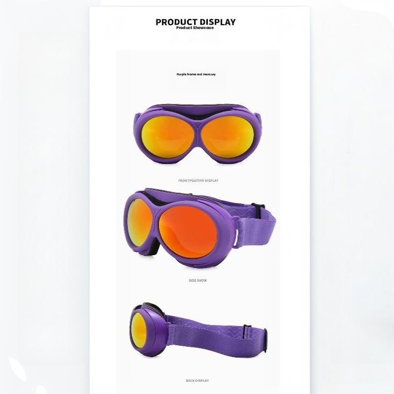 Ski Goggles Adult Double Layer Anti-Fog Colorful Round Frame Adjustable Strap Goggles for Skiing Snowboarding Sports
