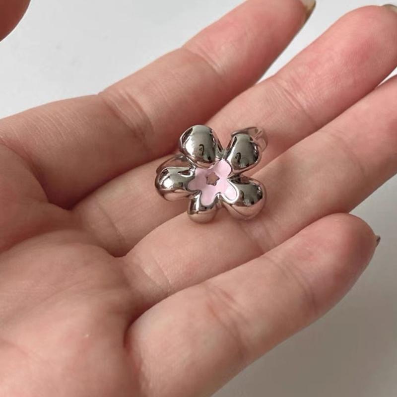 Trendy Flower Ring Delicate Adjustable Finger Ring Fashion Party Jewelry Geometric Aesthetic Open Ring for Wedding Gift