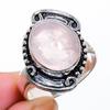 Anel de joia de prata esterlina 925 feito à mão com pedra preciosa de quartzo rosa tamanho 9