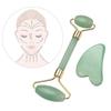 Scraping Plate Natural Jade Set Heart Shaped Crystal Double End Roller Facial Massage For Soothing Face Neck Body Muscles Fine Lines and Wrinkles