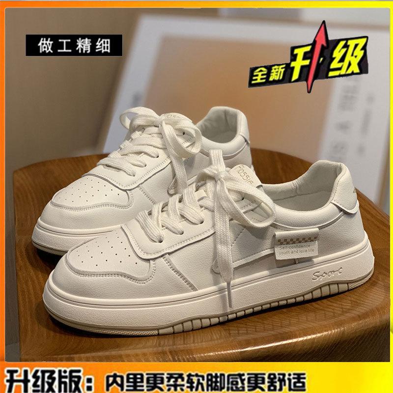 

Кожаные маленькие белые туфли женские на мягкой подошве женские туфли весна и лето 2025 новые универсальные кеды популярные повседневные спортивные туфли 35