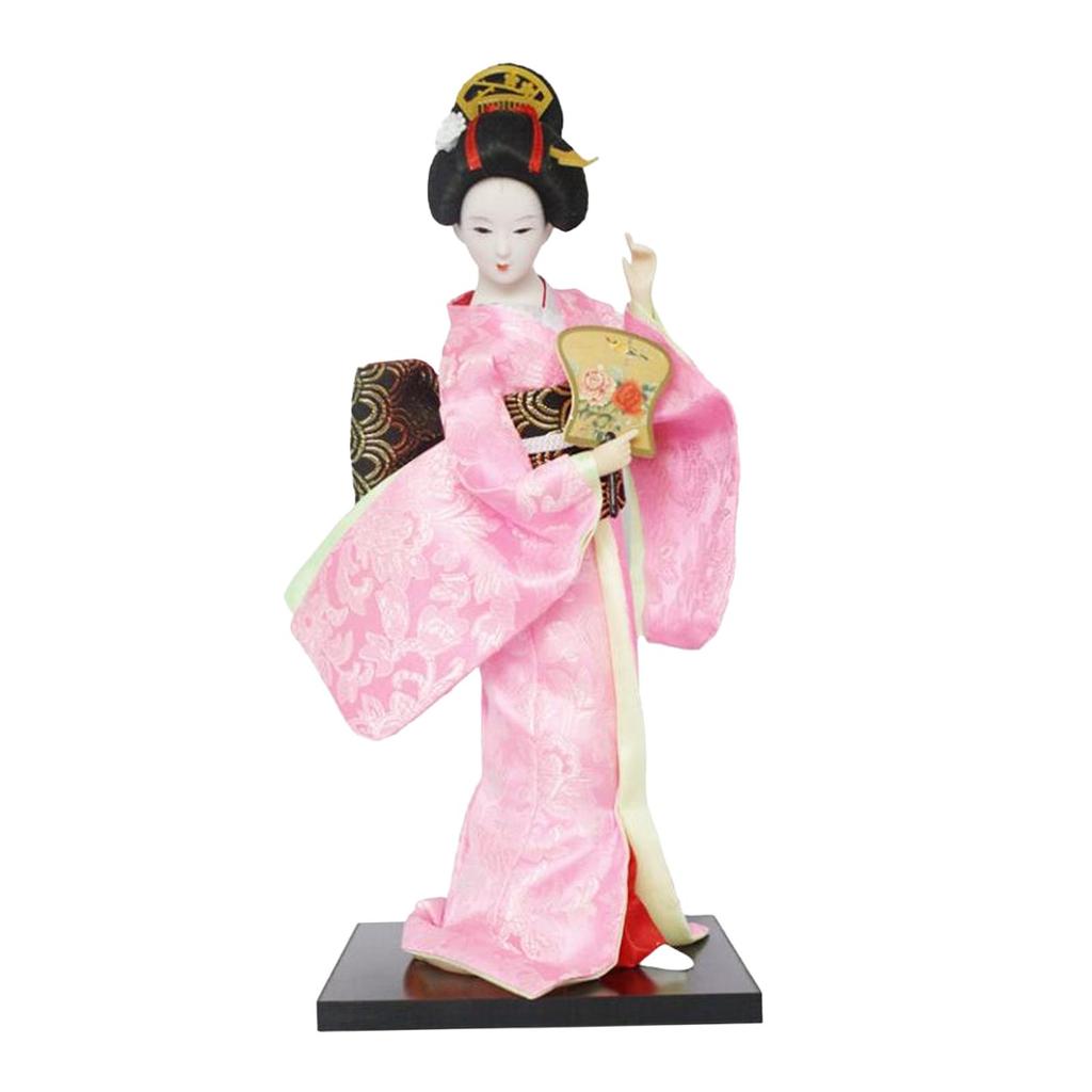 12" Japanese Geisha Collectible Figurine Kimono Dolls Asian Geisha Doll Girl Statue for Home Office Shelf Table Decoration