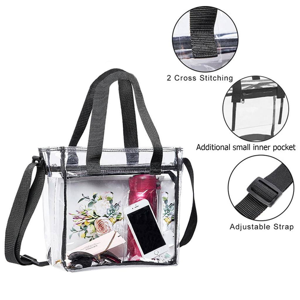 Enkrio Clear Tote Bag, Shoulder Bag, Transparent Tote Bag, Crossbody Bag, Large Capacity, Waterproof, Transparent, Pool Bag, Vinyl Bag, For Office Use