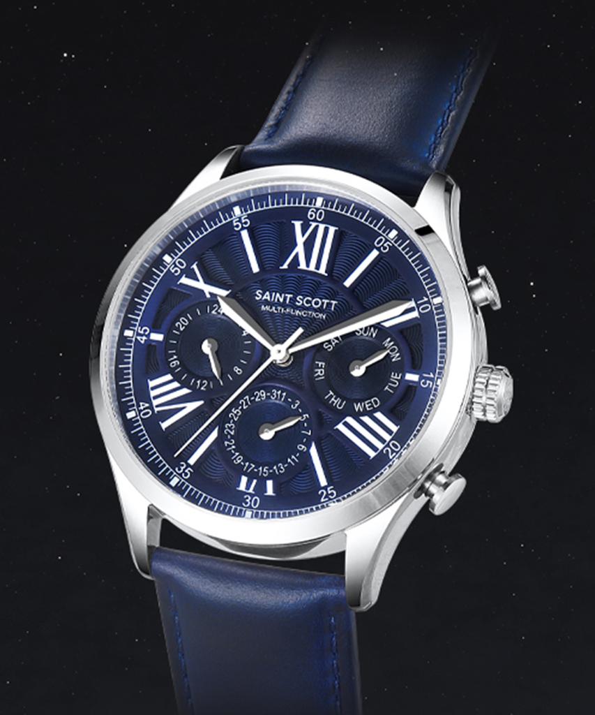 Seinteuseukoteuleondeon Zenith Multi Leather Watch - Blue / St7508L-Sll