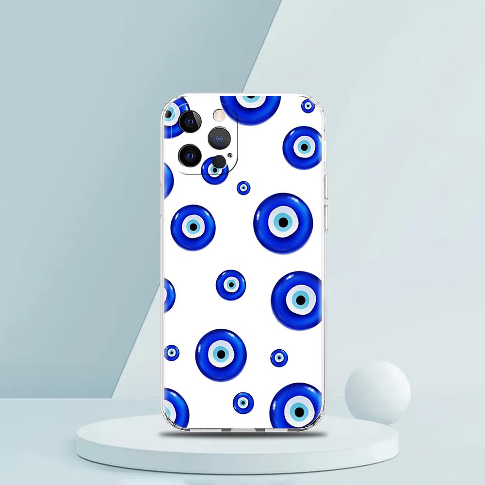 For iPhone 15 16 14 13 12 Mini 11 Pro Max XS X XR SE 7 8 Plus Silicone Clear Cover Blue Eye Art Luxury Phone Case