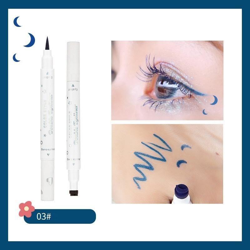 

1 шт. цветная подводка для глаз с двойной головкой, быстросохнущая, не размазывающаяся, жидкая подводка для глаз, 2 в 1, косметика для макияжа глаз HTBE YSXX