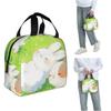 Cute Cartoon Two Little White Rabbits Insulated Lunch Bag for Women Kids Portable Food Boxes Thermal Lunch Box Tote