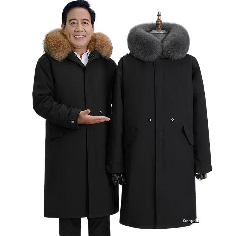 Herren Winter Parka mit Pelz und Fleece-Futter für mittlere und ältere Jahre