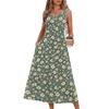 Ärmelloses Maxikleid mit Blumenprint für Damen, lässiger lockerer Schnitt, Sommer-Maxikleid mit Taschen, Rundhalsausschnitt