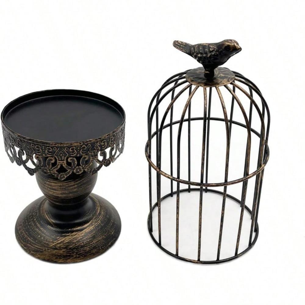 Decorative Birdcage Candle Holder, Vintage Candle Stick Holders, Wedding Candle Centerpieces For Tables, Metal Candlestick Holder Home Decor