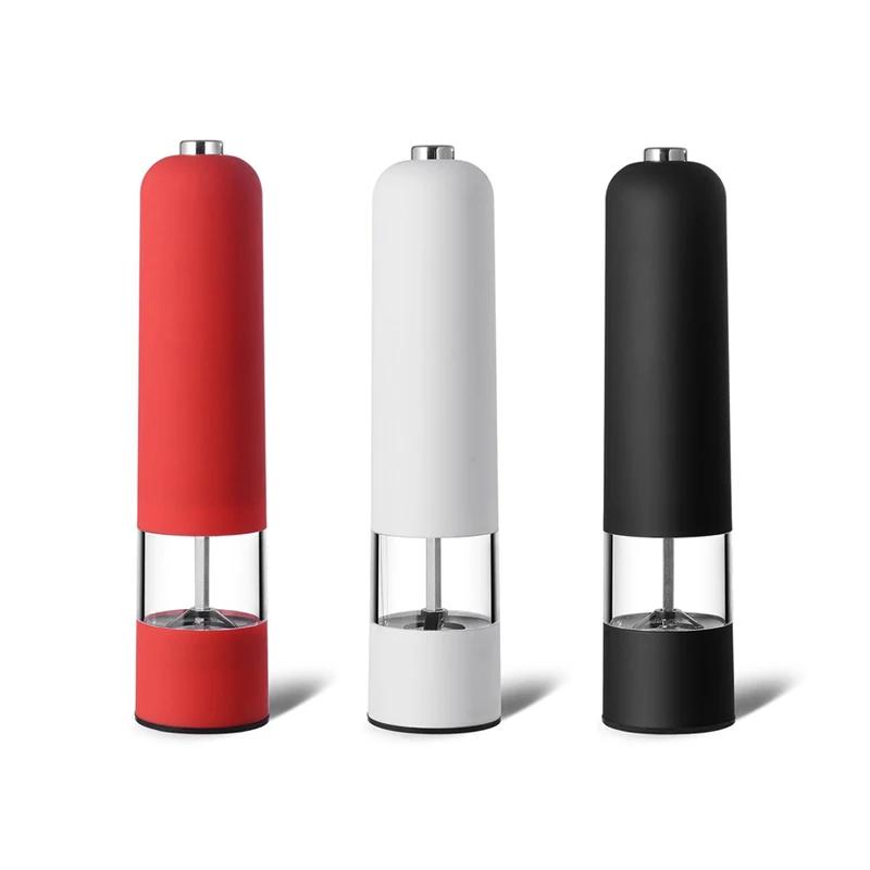 Battery Electric Automatic Grinder Salt Pepper Mill with LED Light Adjustable Coarseness Spice Grinder Cooking Tool YMQ002