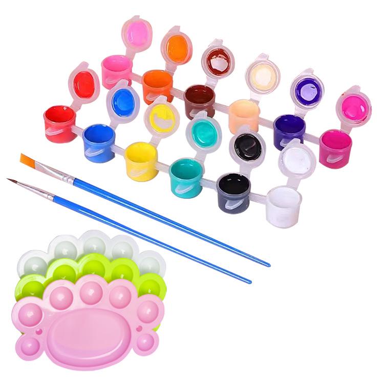 12-Color Acrylic Paint Set for Kids - Student Art & Craft Kit with Paint Strips for Plaster Dolls