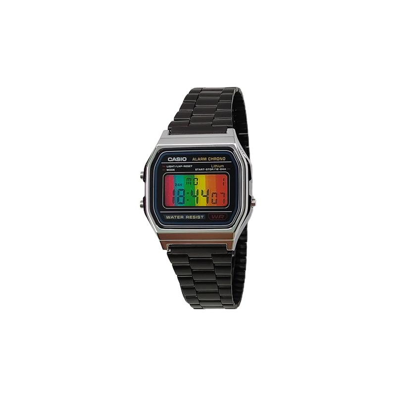 CASIO Customized watch modified series various colored mirrors silver resin case classic retro small square watch HeiSeBiaoDaiShuCaiTiaoWenBiaoJing