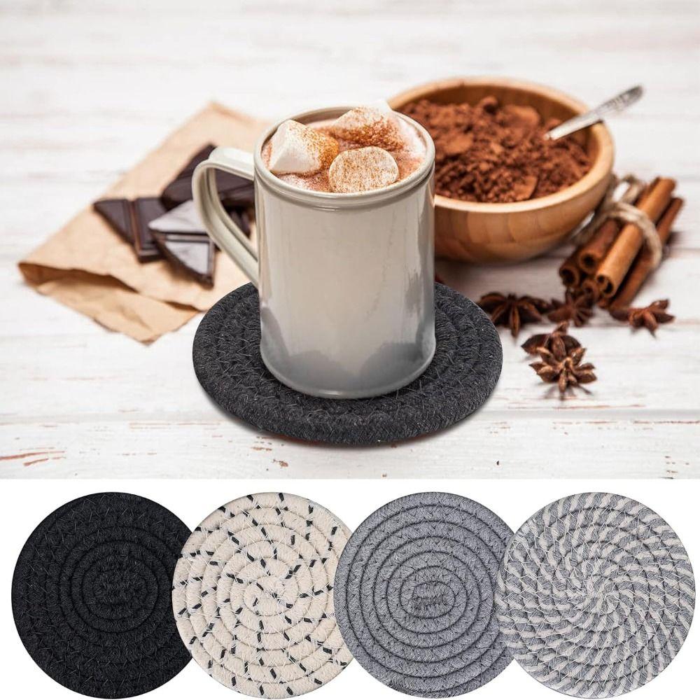 8/10 Pcs Round Drink Coasters Braided Hot Pads Natural Dinner Plate Mat Set Coffee Table