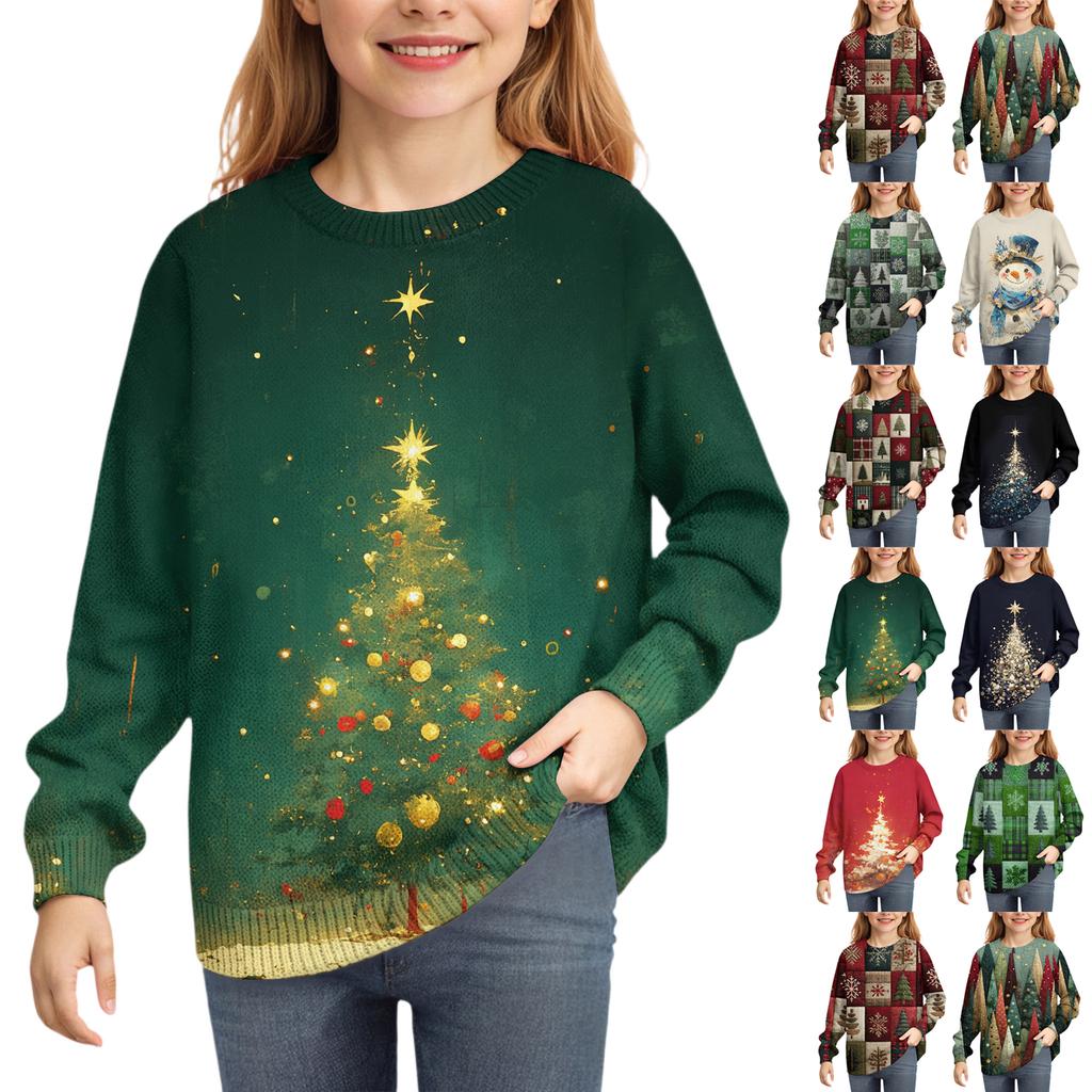 Christmas Day Sweatshirts For Children Boys And Girls Knit Sweater Cute Shirt Fall Crewneck Pullover Tops