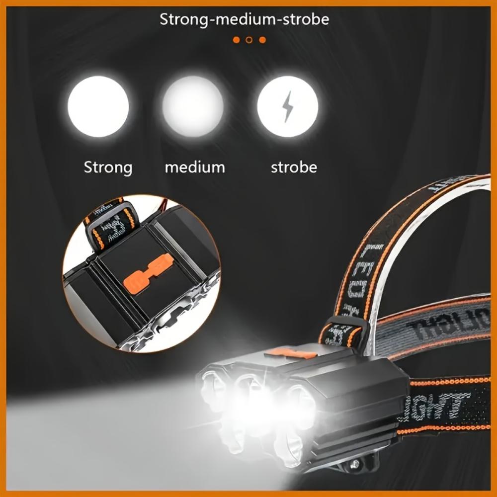 5LED headlights can be charged, USB headlights, camping, running and fishing headlights, for home outdoor emergency lights