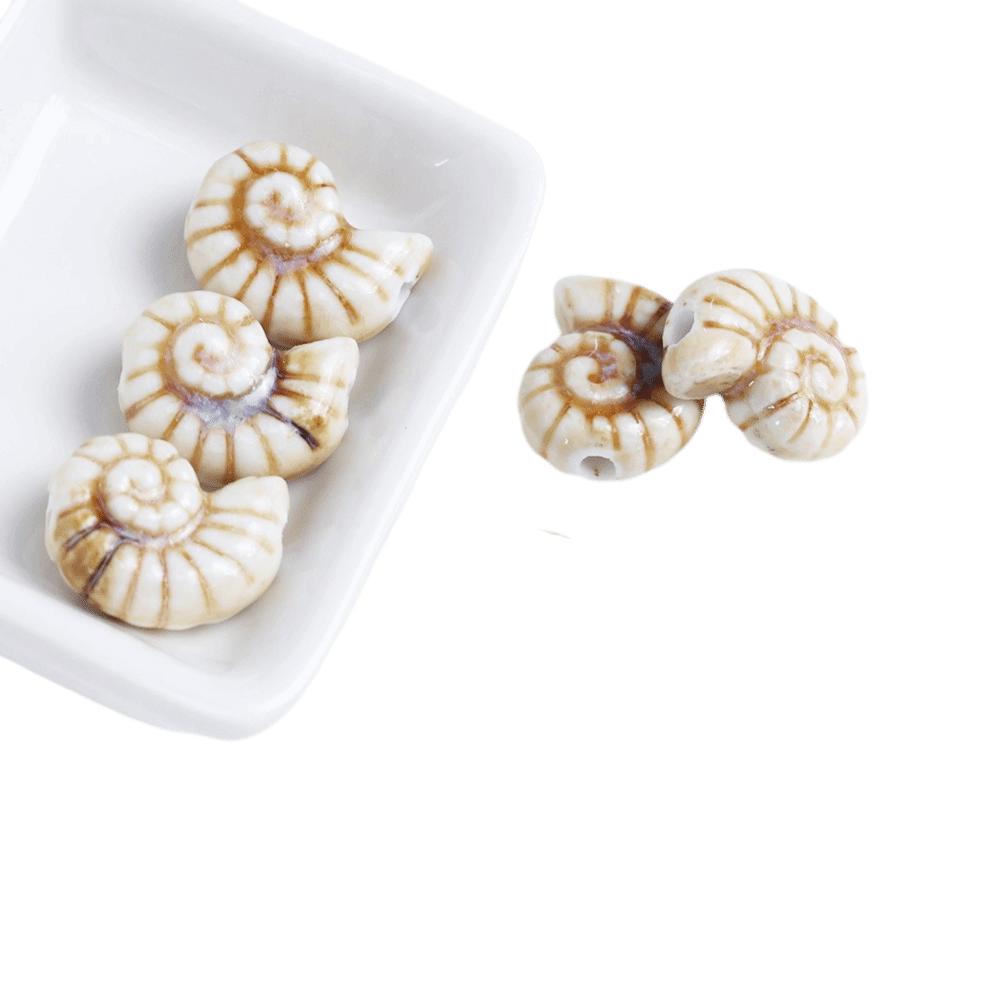 Glazed Snail Ceramic Beads Retro DIY Jewelry Making Pendant Conch Spacer Porcelain Beads Craft