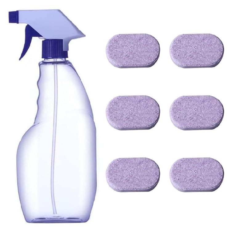 6 шт. чистящих таблеток с многоразовой бутылкой-дозатором для чистки кухонной столешницы, раковины, бытовой техники. Нетоксичная формула.