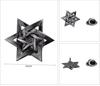 Rockyu Men's Hexagonal Star Chest Pin, Gunmetal Stainless Steel, 3D Design, Fashion Accessory, Business, Wedding, Stylish Design
