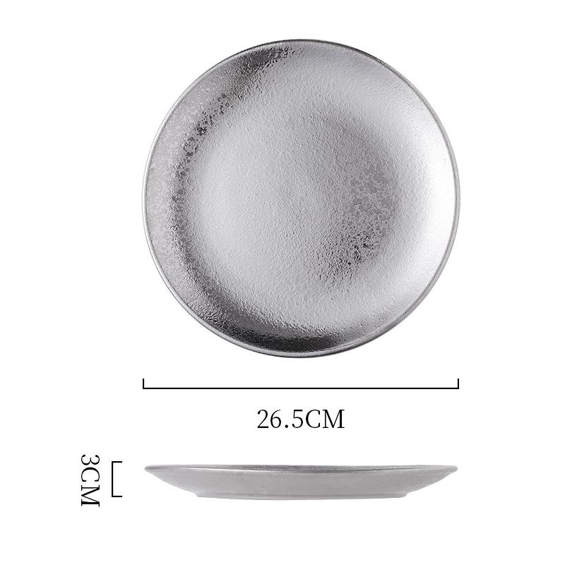 Electroplated Ceramic Plate Gold And Silver Plate Pendulum Decorative Plate Western Food Nordic Disc Light Luxury Tableware