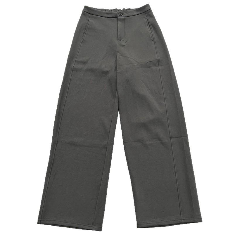 Mamba Women's Grey Wide-Leg Cotton Pants - New Spring Casual, Slimming, Drapey, Versatile Suit Style