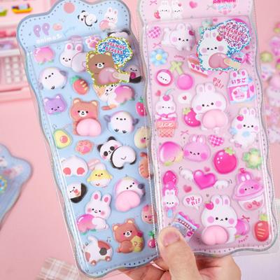 Adesivo 3D Fofinho Desenho Animado Coelho Urso Panda DIY Capa de Celular Caderno Scrapbooking Folha de Adesivos Decorativos Professor Pré-Escolar Menino Menina Recompensas Presente