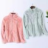 Women's Pink Fleece Cardigan: Loose-Fit, Thick, Warm, for Autumn & Winter Pajama Outerwear