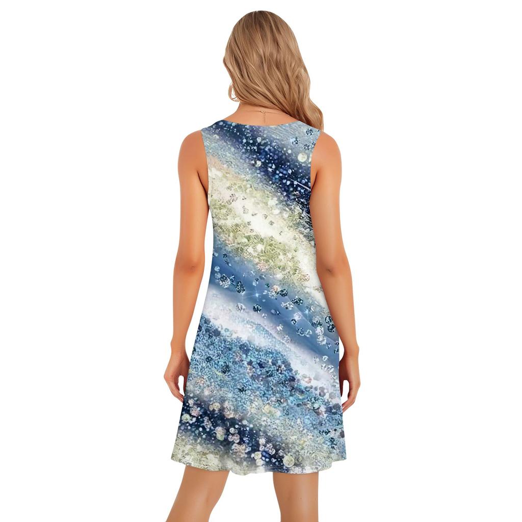 Lässige, ärmellose Kleider für Damen mit U-Ausschnitt und Aufdruck