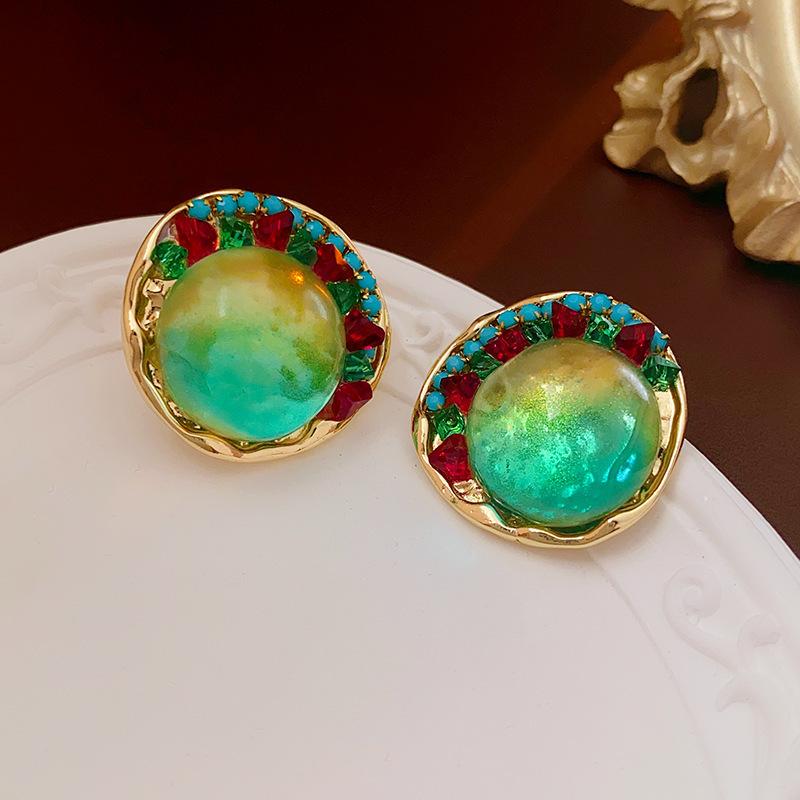 Cercei Medievali Vintage Argintiu Ac Picurând Ulei Romb Cercei Retro Stil Curte Cercei Exquiși Cercei Lux Light High-end