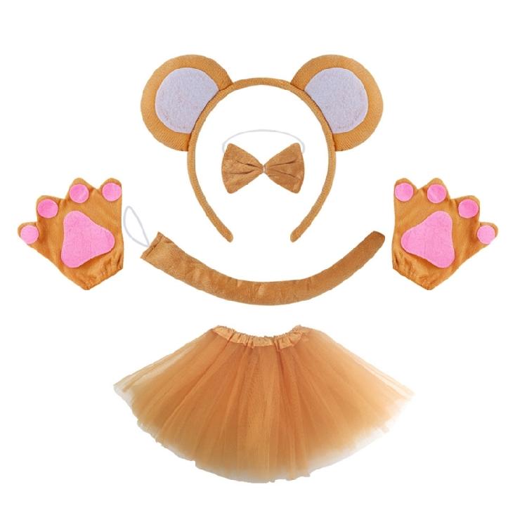 Halloween Monkey Costume Accessories Include Monkey Ear Headband Monkey Tail Bowtie Glove Skirt for Kid Boy Girl Cosplay