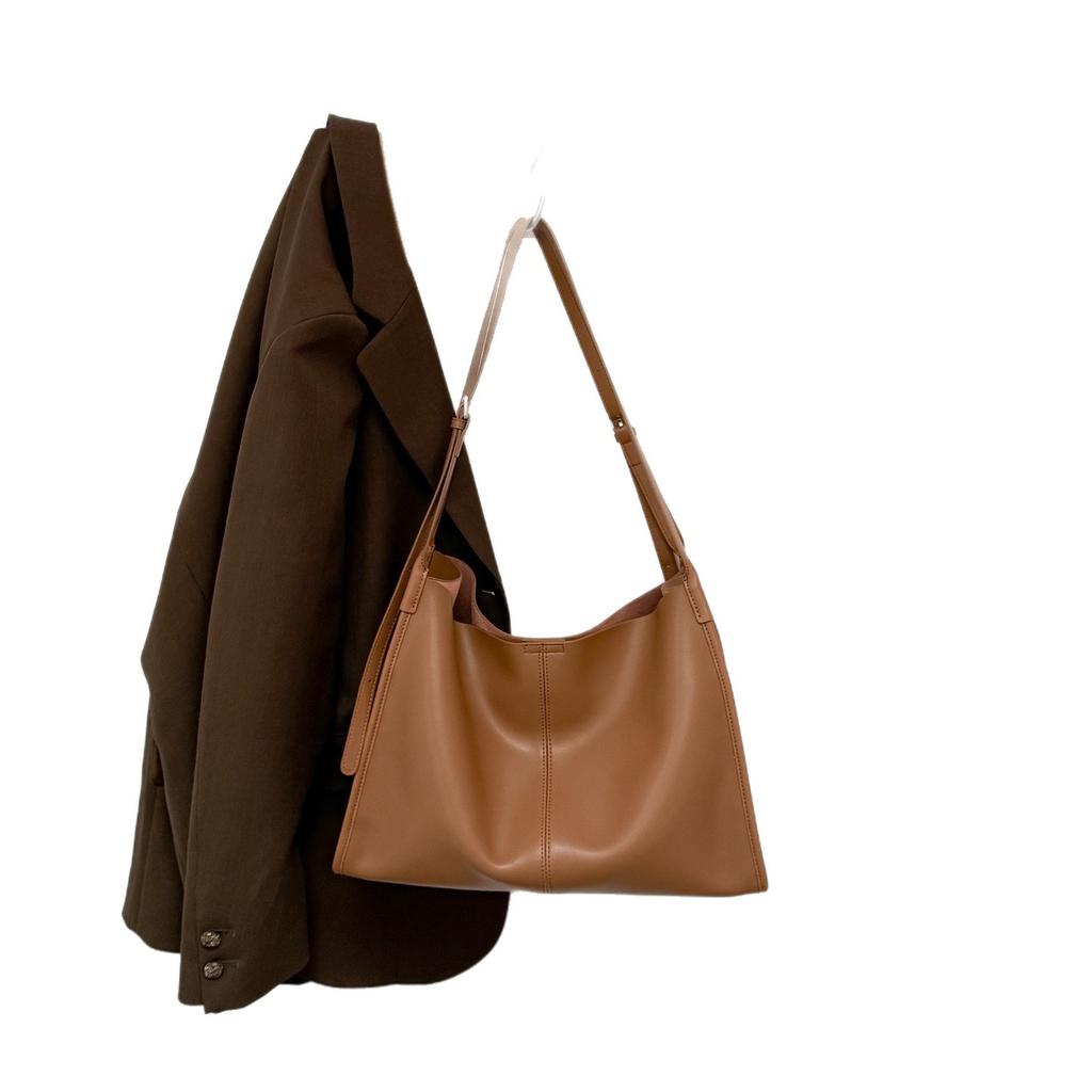 Cowhide Bag New Autumn and Winter Vintage Leather Women's Bag Tote Bag Versatile Texture Commuting Hand-held Shoulder Bag