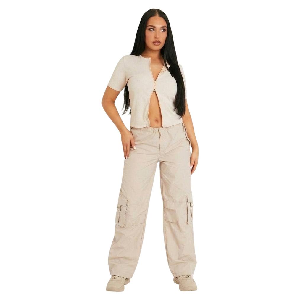 Missy Empire Womens/Ladies Ribbed Zipped Fitted Short-Sleeved Top