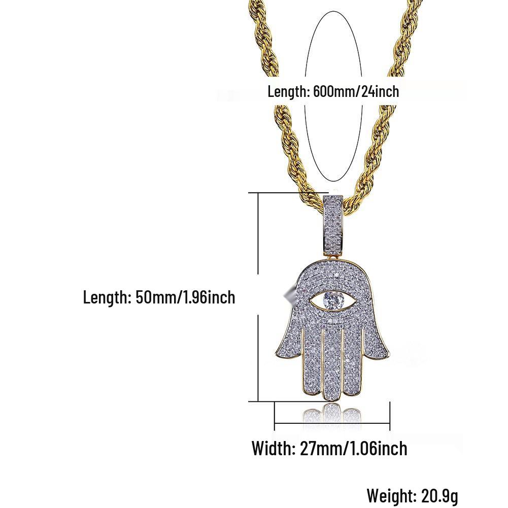 Men's Trendy Retro Fatima Hand Zircon Necklace