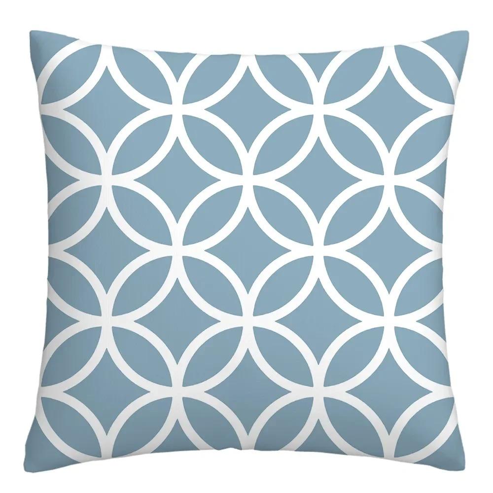Blue and White Geometric Diamond Pillowcase Office Living Room Home Pillowcase Car Ornaments