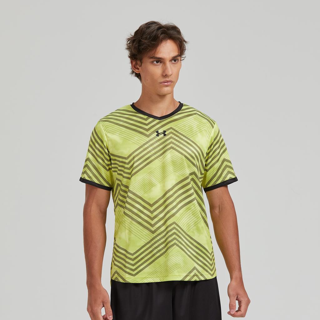 Under Armour Dopamine Stripe Print Running Fitness Breathable Short Sleeve T-Shirt Unisex Tops Yellow 23500503-790