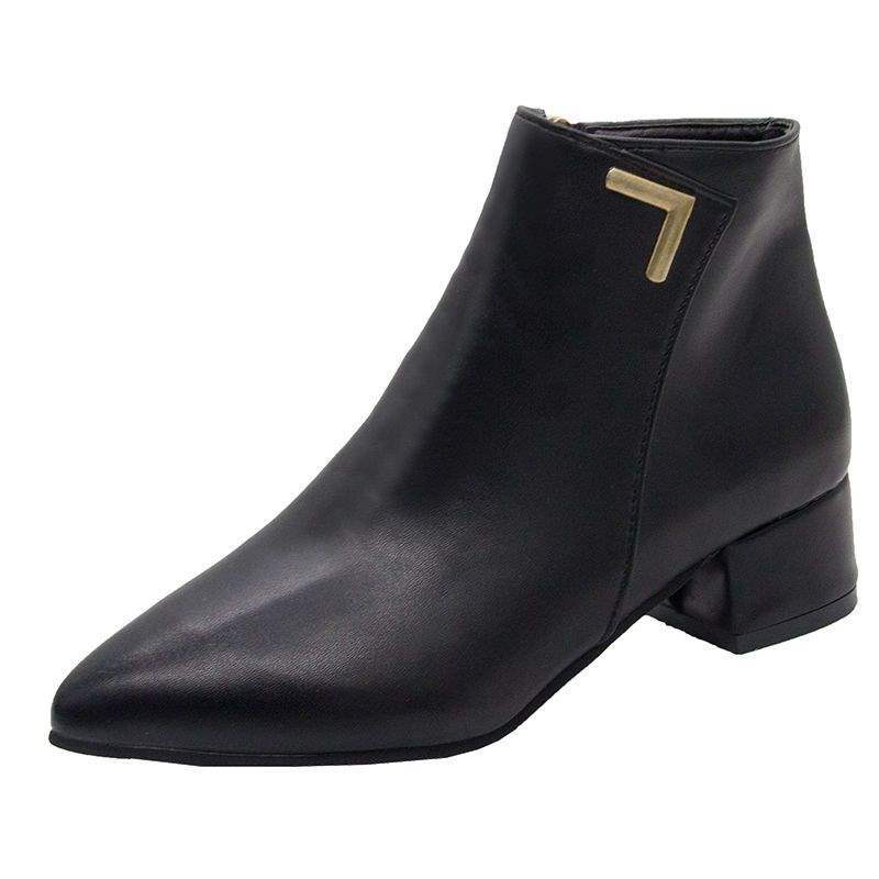 Short boots women's low-heeled thick-heeled Martin boots women's 2025 new Korean version of bare boots pointed short autumn and winter women's boots