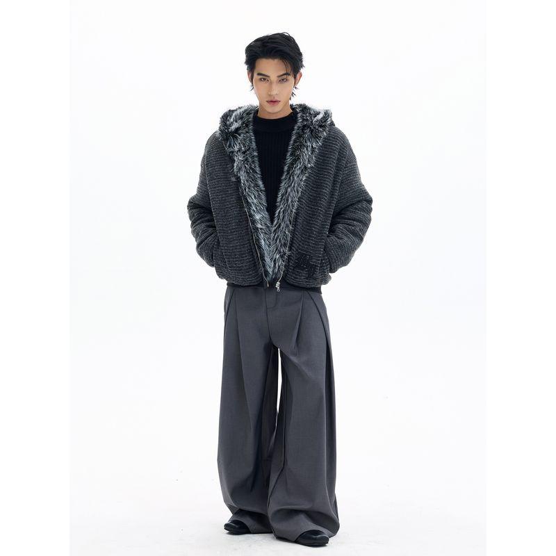 Kisko Winter American-Style Mountain Carving Striped Embroidered Warm Cotton Jacket for Men and Women, Trendy Brand Loose Padded Hooded Coat