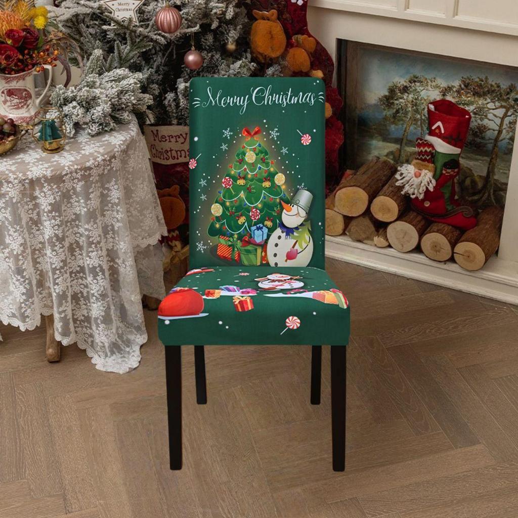 Christmas Chair Covers for Dining Room Kitchen Party Hotel Banquet Restaurant Office Stretch Seat Cover Housse De Chaise 1pc