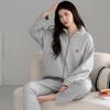 Air Cotton Pajamas Women'S Autumn And Winter Thickened Pure Cotton Long-Sleeved Interlayer Can Be Worn Outside Loungewear Thin Padded Zipper Set