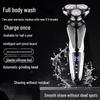 Rechargeable German Electric Shaver: Multifunctional, Floating Triple-Blade, Full-Body Washable Beard Trimmer